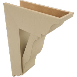 Ekena Millwork - BKTUR0756X20X32FST01RCPR - Timberthane Faux Wood Funston Style Bracket w/ Offset Brace, Traditional Ends, 7 1/2"W x 20"D x 32"H, Primed Tan