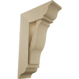 Ekena Millwork - BKTUR0756X20X32FST01RCPR - Timberthane Faux Wood Funston Style Bracket w/ Offset Brace, Traditional Ends, 7 1/2"W x 20"D x 32"H, Primed Tan