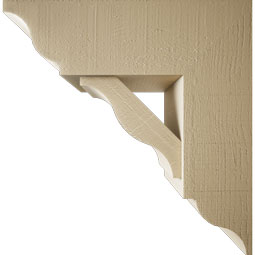 Ekena Millwork - BKTUR0756X22X22FST01RCPR - Timberthane Faux Wood Funston Style Bracket w/ Offset Brace, Traditional Ends, 7 1/2"W x 22"D x 22"H, Primed Tan