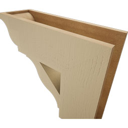 Ekena Millwork - BKTUR0756X22X22FST01RCPR - Timberthane Faux Wood Funston Style Bracket w/ Offset Brace, Traditional Ends, 7 1/2"W x 22"D x 22"H, Primed Tan