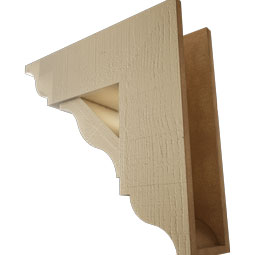 Ekena Millwork - BKTUR0756X22X22FST01RCPR - Timberthane Faux Wood Funston Style Bracket w/ Offset Brace, Traditional Ends, 7 1/2"W x 22"D x 22"H, Primed Tan
