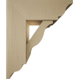 Ekena Millwork - BKTUR0756X22X26FST01RCPR - Timberthane Faux Wood Funston Style Bracket w/ Offset Brace, Traditional Ends, 7 1/2"W x 22"D x 26"H, Primed Tan