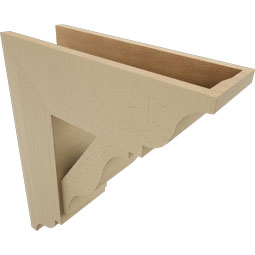 Ekena Millwork - BKTUR0756X22X26FST01RCPR - Timberthane Faux Wood Funston Style Bracket w/ Offset Brace, Traditional Ends, 7 1/2"W x 22"D x 26"H, Primed Tan