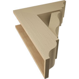 Ekena Millwork - BKTUR0756X22X26FST01RCPR - Timberthane Faux Wood Funston Style Bracket w/ Offset Brace, Traditional Ends, 7 1/2"W x 22"D x 26"H, Primed Tan