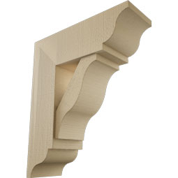 Ekena Millwork - BKTUR0756X22X26FST01RCPR - Timberthane Faux Wood Funston Style Bracket w/ Offset Brace, Traditional Ends, 7 1/2"W x 22"D x 26"H, Primed Tan