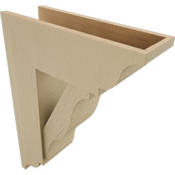 Ekena Millwork - BKTUR0756X22X30FST01RCPR - Timberthane Faux Wood Funston Style Bracket w/ Offset Brace, Traditional Ends, 7 1/2"W x 22"D x 30"H, Primed Tan