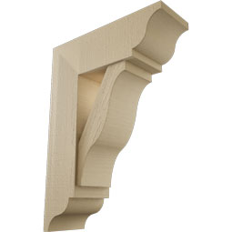 Ekena Millwork - BKTUR0756X22X30FST01RCPR - Timberthane Faux Wood Funston Style Bracket w/ Offset Brace, Traditional Ends, 7 1/2"W x 22"D x 30"H, Primed Tan