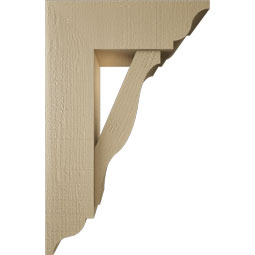 Ekena Millwork - BKTUR0756X22X34FST01RCPR - Timberthane Faux Wood Funston Style Bracket w/ Offset Brace, Traditional Ends, 7 1/2"W x 22"D x 34"H, Primed Tan