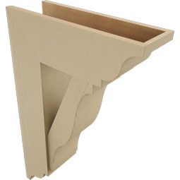 Ekena Millwork - BKTUR0756X22X34FST01RCPR - Timberthane Faux Wood Funston Style Bracket w/ Offset Brace, Traditional Ends, 7 1/2"W x 22"D x 34"H, Primed Tan