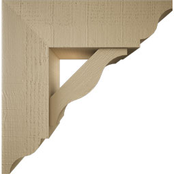 Ekena Millwork - BKTUR0756X24X24FST01RCPR - Timberthane Faux Wood Funston Style Bracket w/ Offset Brace, Traditional Ends, 7 1/2"W x 24"D x 24"H, Primed Tan