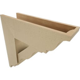 Ekena Millwork - BKTUR0756X24X24FST01RCPR - Timberthane Faux Wood Funston Style Bracket w/ Offset Brace, Traditional Ends, 7 1/2"W x 24"D x 24"H, Primed Tan