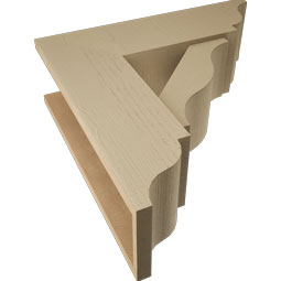 Ekena Millwork - BKTUR0756X24X24FST01RCPR - Timberthane Faux Wood Funston Style Bracket w/ Offset Brace, Traditional Ends, 7 1/2"W x 24"D x 24"H, Primed Tan