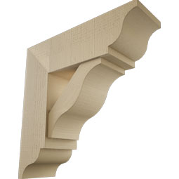 Ekena Millwork - BKTUR0756X24X24FST01RCPR - Timberthane Faux Wood Funston Style Bracket w/ Offset Brace, Traditional Ends, 7 1/2"W x 24"D x 24"H, Primed Tan