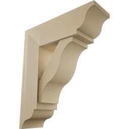 Ekena Millwork - BKTUR0756X24X28FST01RCPR - Timberthane Faux Wood Funston Style Bracket w/ Offset Brace, Traditional Ends, 7 1/2"W x 24"D x 28"H, Primed Tan