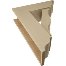 Ekena Millwork - BKTUR0756X24X32FST01RCPR - Timberthane Faux Wood Funston Style Bracket w/ Offset Brace, Traditional Ends, 7 1/2"W x 24"D x 32"H, Primed Tan