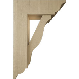 Ekena Millwork - BKTUR0756X24X36FST01RCPR - Timberthane Faux Wood Funston Style Bracket w/ Offset Brace, Traditional Ends, 7 1/2"W x 24"D x 36"H, Primed Tan