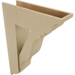 Ekena Millwork - BKTUR0756X24X36FST01RCPR - Timberthane Faux Wood Funston Style Bracket w/ Offset Brace, Traditional Ends, 7 1/2"W x 24"D x 36"H, Primed Tan