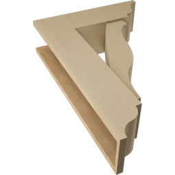 Ekena Millwork - BKTUR0756X24X36FST01RCPR - Timberthane Faux Wood Funston Style Bracket w/ Offset Brace, Traditional Ends, 7 1/2"W x 24"D x 36"H, Primed Tan