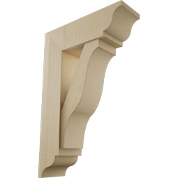 Ekena Millwork - BKTUR0756X24X36FST01RCPR - Timberthane Faux Wood Funston Style Bracket w/ Offset Brace, Traditional Ends, 7 1/2"W x 24"D x 36"H, Primed Tan