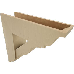 Ekena Millwork - BKTUR0756X26X26FST01RCPR - Timberthane Faux Wood Funston Style Bracket w/ Offset Brace, Traditional Ends, 7 1/2"W x 26"D x 26"H, Primed Tan