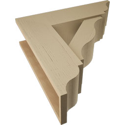 Ekena Millwork - BKTUR0756X26X26FST01RCPR - Timberthane Faux Wood Funston Style Bracket w/ Offset Brace, Traditional Ends, 7 1/2"W x 26"D x 26"H, Primed Tan