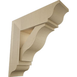 Ekena Millwork - BKTUR0756X26X26FST01RCPR - Timberthane Faux Wood Funston Style Bracket w/ Offset Brace, Traditional Ends, 7 1/2"W x 26"D x 26"H, Primed Tan