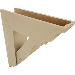 Ekena Millwork - BKTUR0756X26X30FST01RCPR - Timberthane Faux Wood Funston Style Bracket w/ Offset Brace, Traditional Ends, 7 1/2"W x 26"D x 30"H, Primed Tan