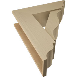Ekena Millwork - BKTUR0756X26X30FST01RCPR - Timberthane Faux Wood Funston Style Bracket w/ Offset Brace, Traditional Ends, 7 1/2"W x 26"D x 30"H, Primed Tan