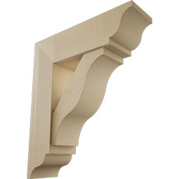 Ekena Millwork - BKTUR0756X26X30FST01RCPR - Timberthane Faux Wood Funston Style Bracket w/ Offset Brace, Traditional Ends, 7 1/2"W x 26"D x 30"H, Primed Tan