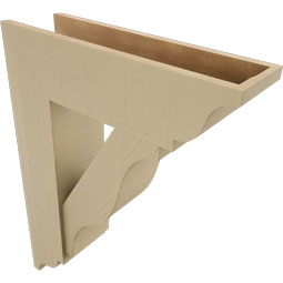 Ekena Millwork - BKTUR0756X26X34FST01RCPR - Timberthane Faux Wood Funston Style Bracket w/ Offset Brace, Traditional Ends, 7 1/2"W x 26"D x 34"H, Primed Tan