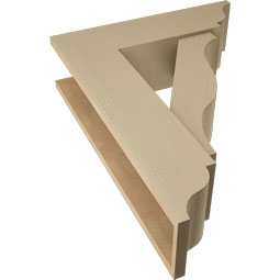 Ekena Millwork - BKTUR0756X26X34FST01RCPR - Timberthane Faux Wood Funston Style Bracket w/ Offset Brace, Traditional Ends, 7 1/2"W x 26"D x 34"H, Primed Tan