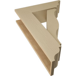 Ekena Millwork - BKTUR0756X26X38FST01RCPR - Timberthane Faux Wood Funston Style Bracket w/ Offset Brace, Traditional Ends, 7 1/2"W x 26"D x 38"H, Primed Tan
