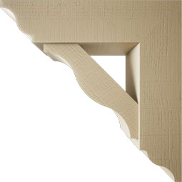 Ekena Millwork - BKTUR0756X28X28FST01RCPR - Timberthane Faux Wood Funston Style Bracket w/ Offset Brace, Traditional Ends, 7 1/2"W x 28"D x 28"H, Primed Tan