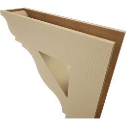 Ekena Millwork - BKTUR0756X28X28FST01RCPR - Timberthane Faux Wood Funston Style Bracket w/ Offset Brace, Traditional Ends, 7 1/2"W x 28"D x 28"H, Primed Tan