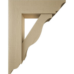 Ekena Millwork - BKTUR0756X28X36FST01RCPR - Timberthane Faux Wood Funston Style Bracket w/ Offset Brace, Traditional Ends, 7 1/2"W x 28"D x 36"H, Primed Tan