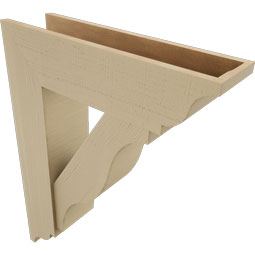 Ekena Millwork - BKTUR0756X28X36FST01RCPR - Timberthane Faux Wood Funston Style Bracket w/ Offset Brace, Traditional Ends, 7 1/2"W x 28"D x 36"H, Primed Tan