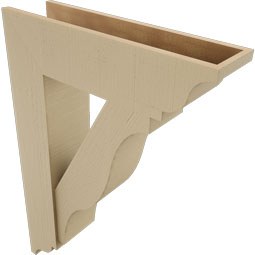 Ekena Millwork - BKTUR0756X28X40FST01RCPR - Timberthane Faux Wood Funston Style Bracket w/ Offset Brace, Traditional Ends, 7 1/2"W x 28"D x 40"H, Primed Tan