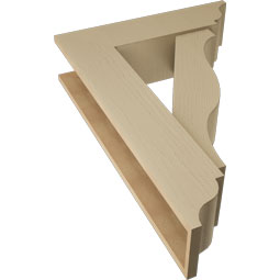 Ekena Millwork - BKTUR0756X28X40FST01RCPR - Timberthane Faux Wood Funston Style Bracket w/ Offset Brace, Traditional Ends, 7 1/2"W x 28"D x 40"H, Primed Tan