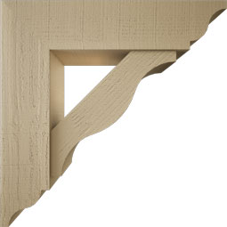 Ekena Millwork - BKTUR0756X30X30FST01RCPR - Timberthane Faux Wood Funston Style Bracket w/ Offset Brace, Traditional Ends, 7 1/2"W x 30"D x 30"H, Primed Tan