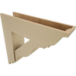 Ekena Millwork - BKTUR0756X30X30FST01RCPR - Timberthane Faux Wood Funston Style Bracket w/ Offset Brace, Traditional Ends, 7 1/2"W x 30"D x 30"H, Primed Tan