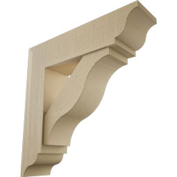 Ekena Millwork - BKTUR0756X30X30FST01RCPR - Timberthane Faux Wood Funston Style Bracket w/ Offset Brace, Traditional Ends, 7 1/2"W x 30"D x 30"H, Primed Tan
