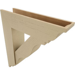 Ekena Millwork - BKTUR0756X30X34FST01RCPR - Timberthane Faux Wood Funston Style Bracket w/ Offset Brace, Traditional Ends, 7 1/2"W x 30"D x 34"H, Primed Tan