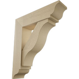 Ekena Millwork - BKTUR0756X30X34FST01RCPR - Timberthane Faux Wood Funston Style Bracket w/ Offset Brace, Traditional Ends, 7 1/2"W x 30"D x 34"H, Primed Tan