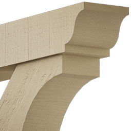 Ekena Millwork - BKTUR0756X30X36FST01RCPR - Timberthane Faux Wood Funston Style Bracket w/ Offset Brace, Traditional Ends, 7 1/2"W x 30"D x 36"H, Primed Tan