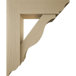 Ekena Millwork - BKTUR0756X30X36FST01RCPR - Timberthane Faux Wood Funston Style Bracket w/ Offset Brace, Traditional Ends, 7 1/2"W x 30"D x 36"H, Primed Tan