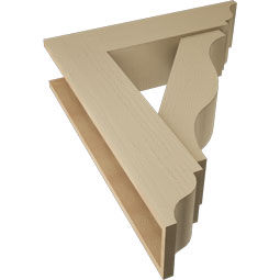 Ekena Millwork - BKTUR0756X30X36FST01RCPR - Timberthane Faux Wood Funston Style Bracket w/ Offset Brace, Traditional Ends, 7 1/2"W x 30"D x 36"H, Primed Tan