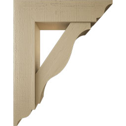 Ekena Millwork - BKTUR0756X30X38FST01RCPR - Timberthane Faux Wood Funston Style Bracket w/ Offset Brace, Traditional Ends, 7 1/2"W x 30"D x 38"H, Primed Tan