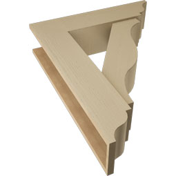 Ekena Millwork - BKTUR0756X30X38FST01RCPR - Timberthane Faux Wood Funston Style Bracket w/ Offset Brace, Traditional Ends, 7 1/2"W x 30"D x 38"H, Primed Tan