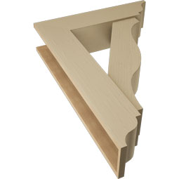 Ekena Millwork - BKTUR0756X30X42FST01RCPR - Timberthane Faux Wood Funston Style Bracket w/ Offset Brace, Traditional Ends, 7 1/2"W x 30"D x 42"H, Primed Tan
