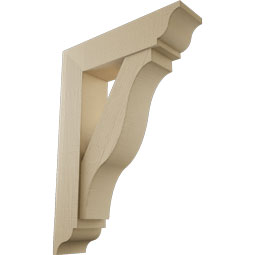 Ekena Millwork - BKTUR0756X30X42FST01RCPR - Timberthane Faux Wood Funston Style Bracket w/ Offset Brace, Traditional Ends, 7 1/2"W x 30"D x 42"H, Primed Tan